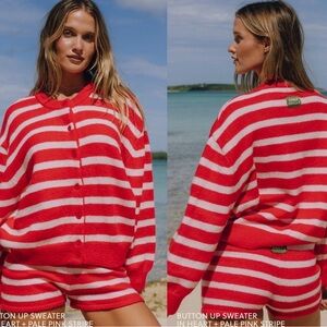 Daily Drills Button Up Striped Sweater